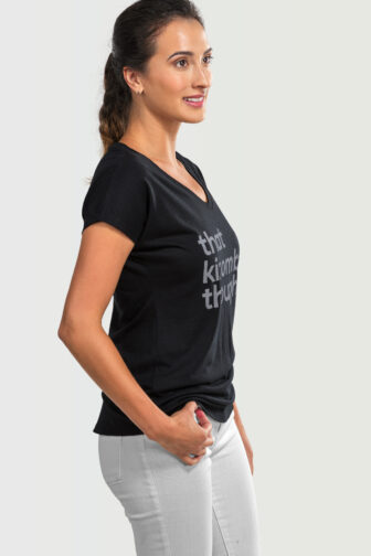 Womens T shirt V Neck That Kizomba Though Black 1973