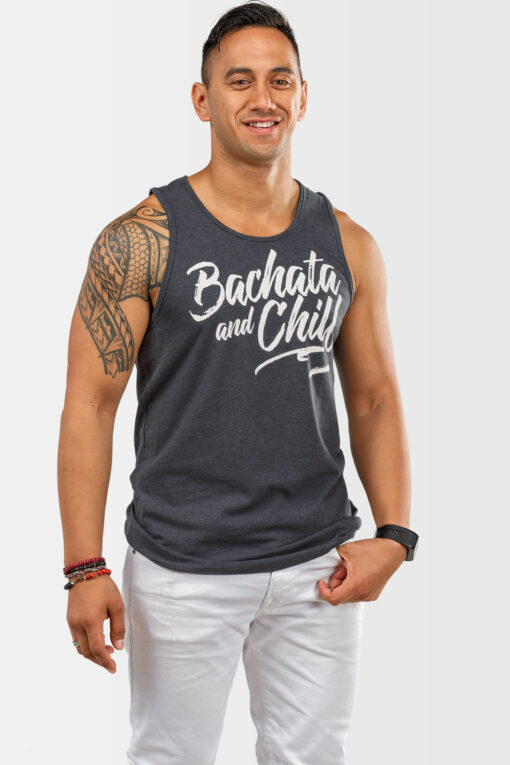 Mens Tank Top Bachata and Chill Grey 4796