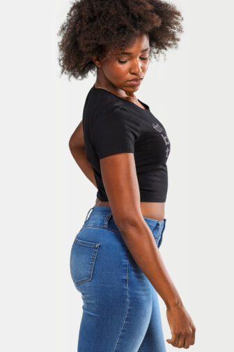 Men & Women Dance Clothing for Bachata, Kizomba, Salsa, Zouk Dancers Womens Crop Top That Bachata Though Black 3473