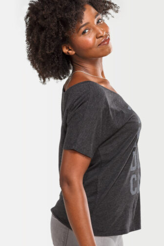 Womens T shirt Scoop Neck Zouk Hair Dont Care Grey 2201