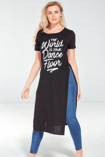 Womens Tunic The World Is Your Dance Floor Black 6498