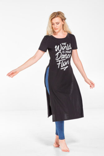 Womens Tunic The World Is Your Dance Floor Black 6524