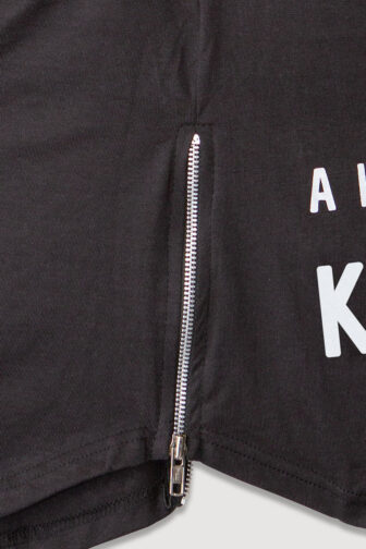 Mens T shirt Always Repin Kizomba Black Zipper Closeup