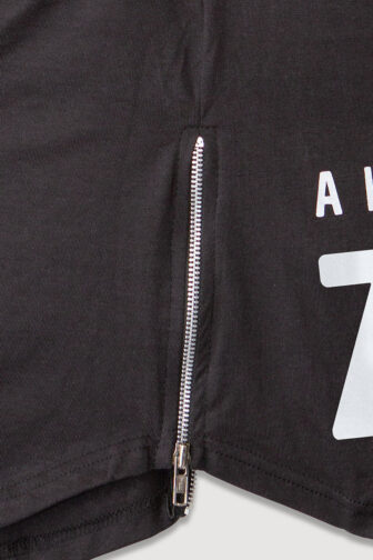 Mens T shirt Always Repin Zouk Black Zipper Closeup