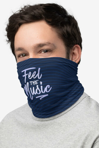 Neck Gaiters Feel theMusic Navy Blue Male3 Face Left