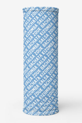 Bachata Kizomba Salsa Zouk Neck Gaiter Neck Gaiters Step Repeat Blue Product Front Rolled