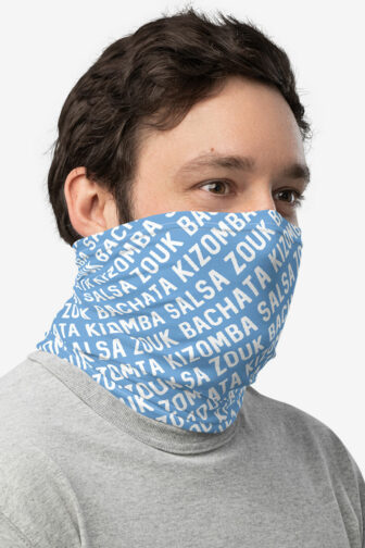 Bachata Kizomba Salsa Zouk Neck Gaiter Neck Gaiters Step Repeat Blue1 Male3 Face Right