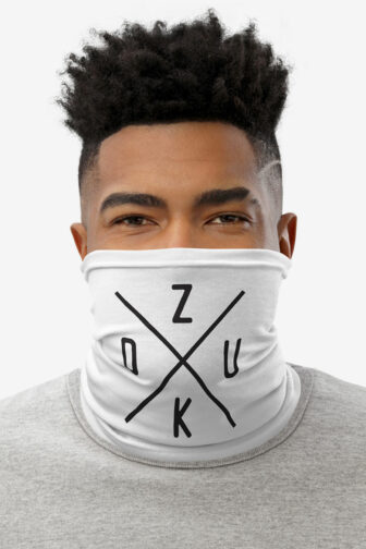 Neck Gaiters Zouk X White Male1 Face Front