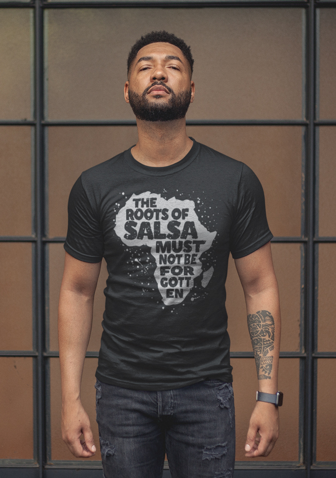 Mens T shirt Roots Of Salsa FPO Model LifeStyle Black 1