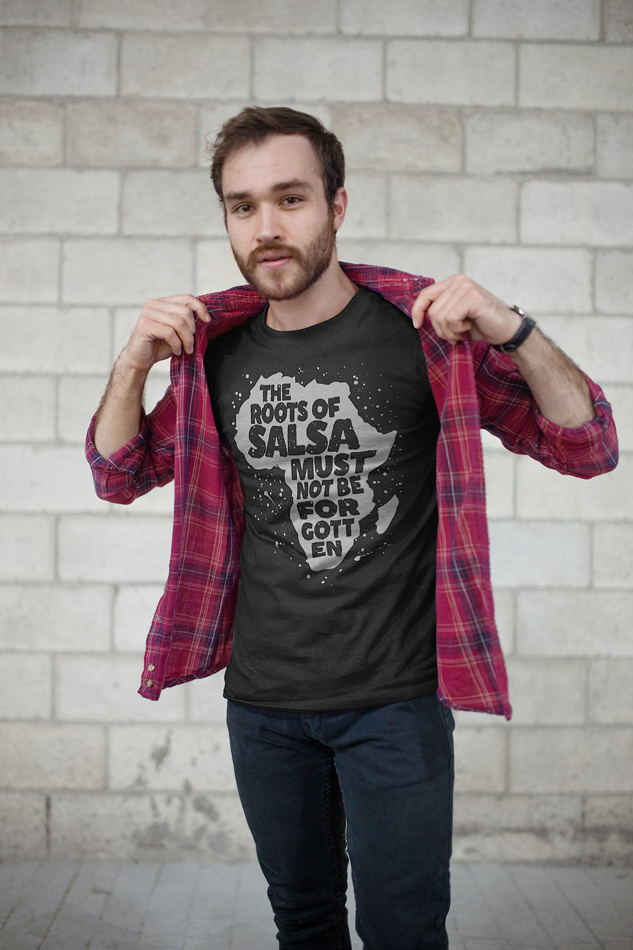 Mens T shirt Roots Of Salsa FPO Model LifeStyle Black 3