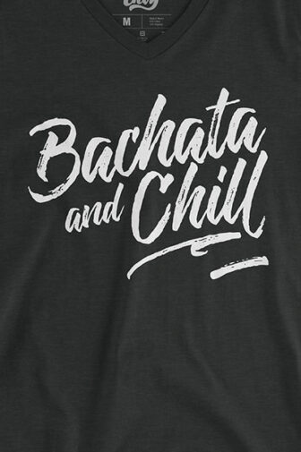 Mens T shirt FPO Bachata and Chill Black Front Closeup