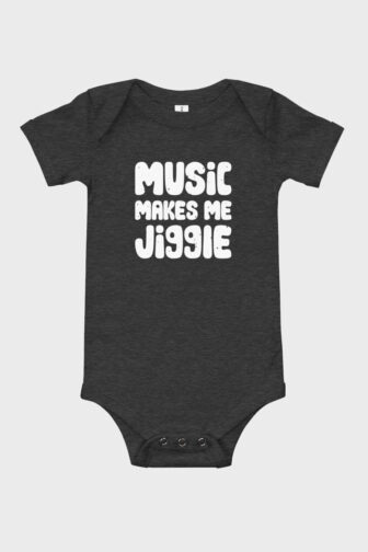 Kids and Baby Music Makes Me Jiggle Short Sleeve One Piece Dark Grey Heather