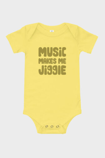 Kids and Baby Music Makes Me Jiggle Short Sleeve One Piece Yellow