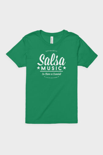 Kids and Baby Authentic Salsa Music Short Sleeve Kids Shirt Kelly Green Front