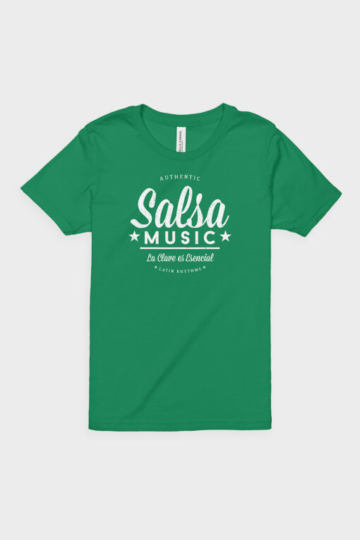 Kids and Baby Authentic Salsa Music Short Sleeve Kids Shirt Kelly Green Front