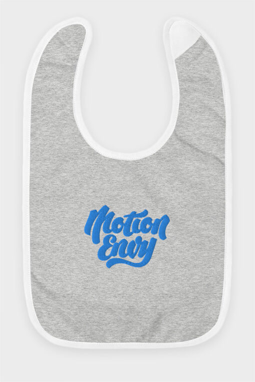 Baby Motion Envy LogoBib Grey and Blue Cutout